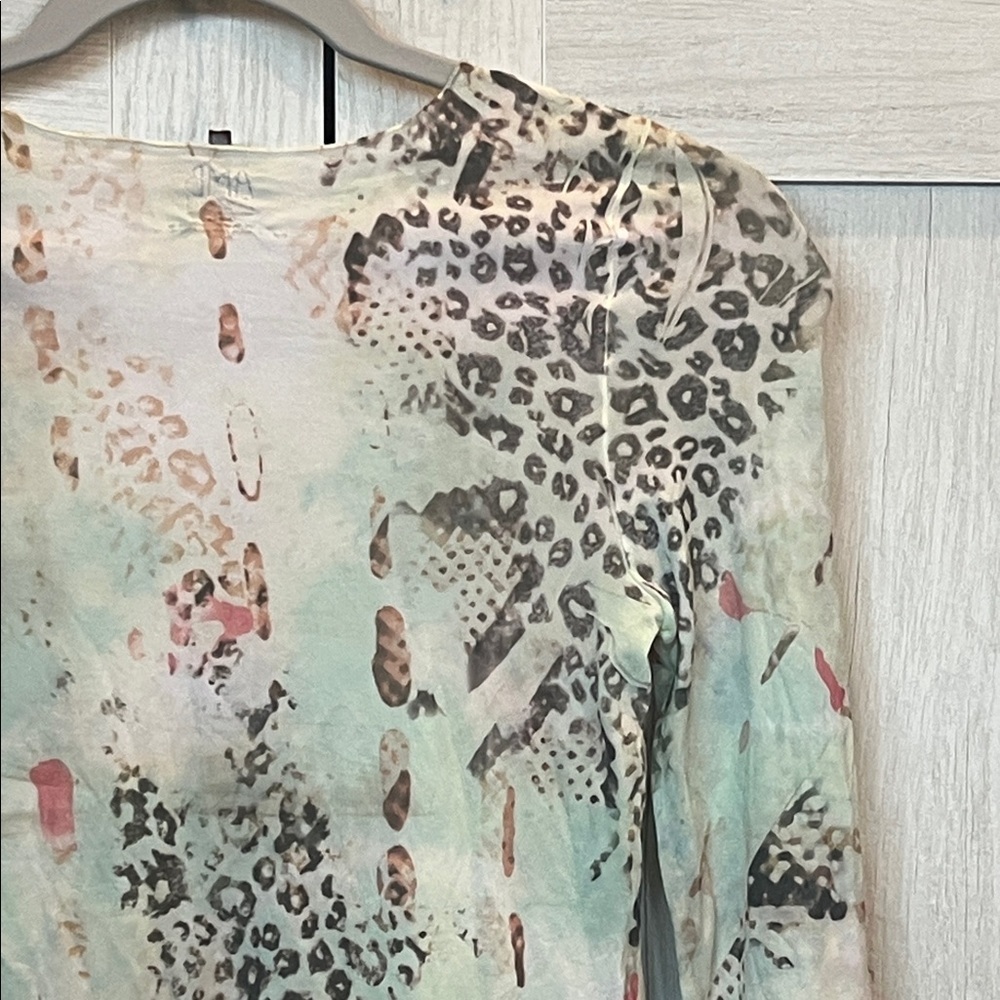 AMB Second Skin Raw Edge Animal Print Long Sleeve Top - Picture 7 of 9